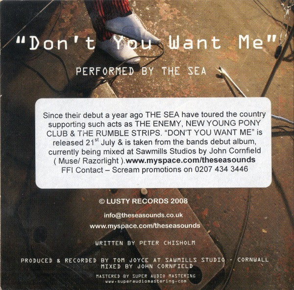 The Sea (3) : Don't You Want Me (CD, Single, Promo)