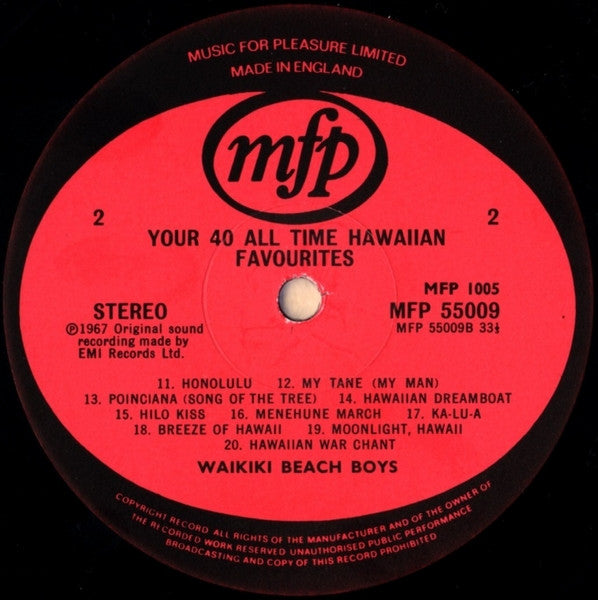 The Waikiki Beach Boys : Play Your Hawaiian 40 All Time Favourites (2xLP, Album, Comp)