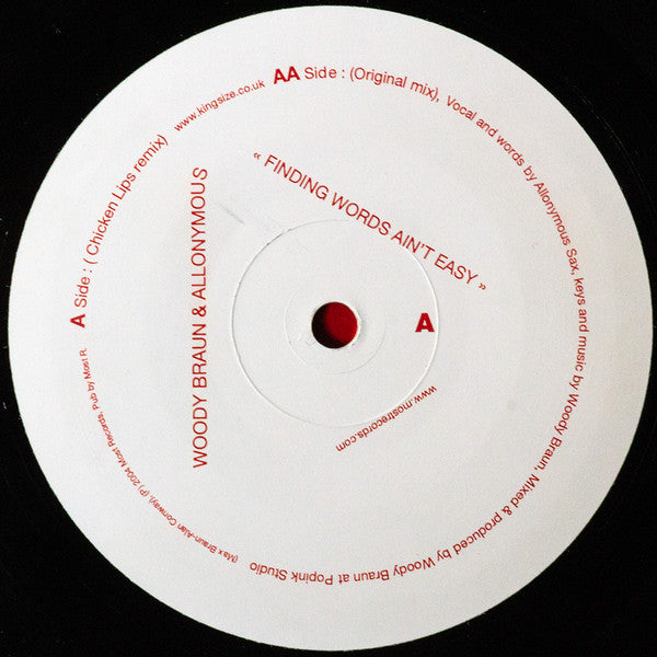 Woody Braun & Allonymous : Finding Words Ain't Easy (12")