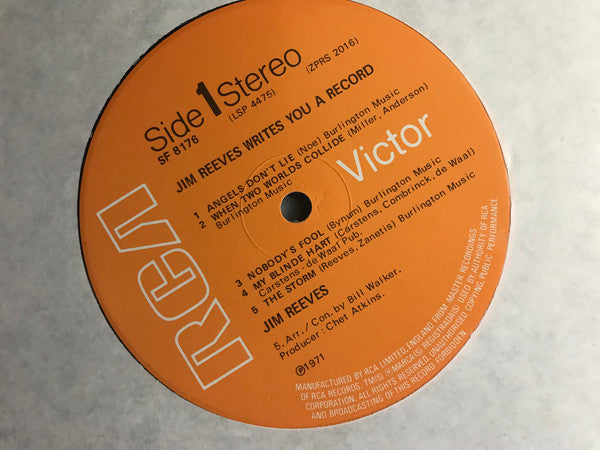 Jim Reeves : Writes You A Record (LP, Comp)