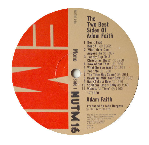 Adam Faith : The Two Best Sides Of Adam Faith (LP, Comp, Mono)