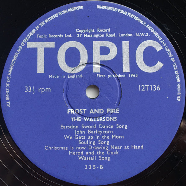 The Watersons : Frost And Fire (A Calendar Of Ritual And Magical Songs) (LP, Album)