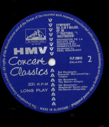 Ludwig van Beethoven, Carl Schuricht, Orchestre De La Société Des Concerts Du Conservatoire : Symphony No. 6 In F Major, Op. 68 'Pastoral' (LP)