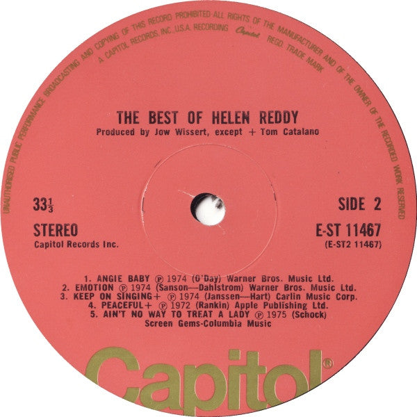 Helen Reddy : The Best Of Helen Reddy (LP, Comp, Red)