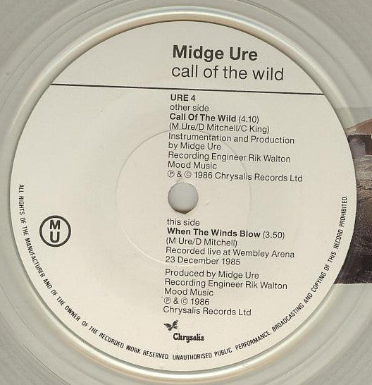Midge Ure : Call Of The Wild (7", Single, Ltd, Cle)