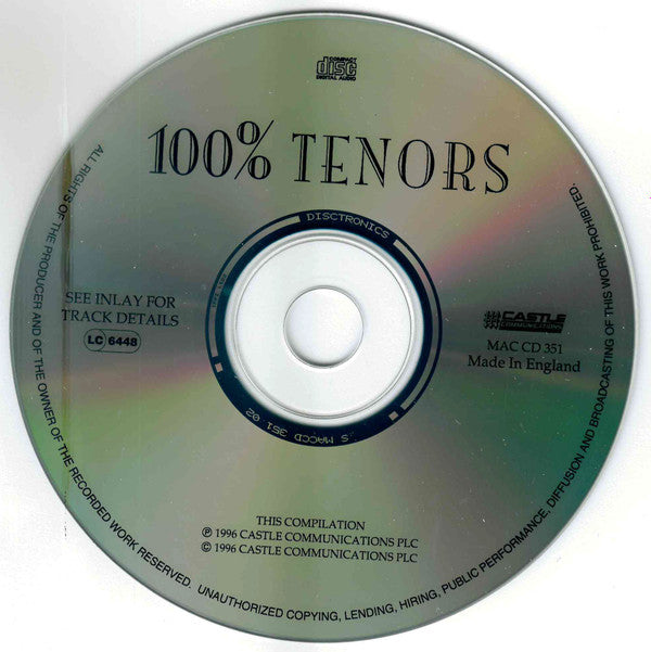 Placido Domingo, José Carreras, Luciano Pavarotti : 100% Tenors (CD, Comp)