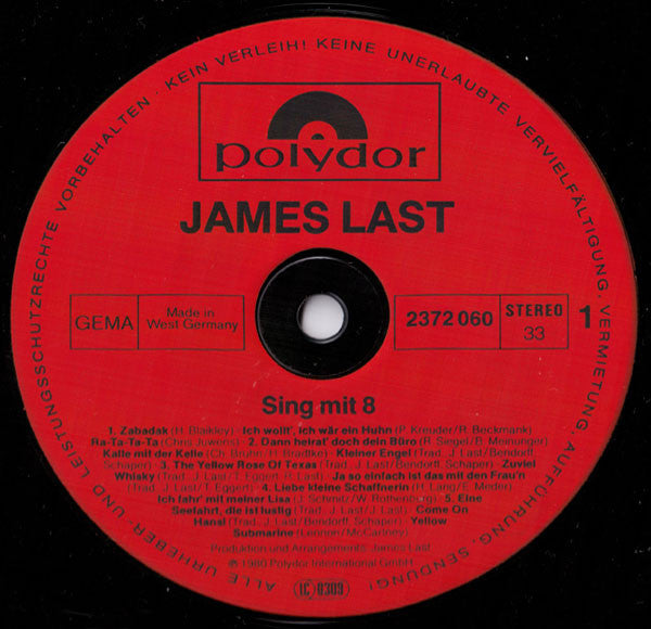 James Last : Sing Mit 8 - ... Und Ab Geht Die Feuerwehr! (LP, Album)
