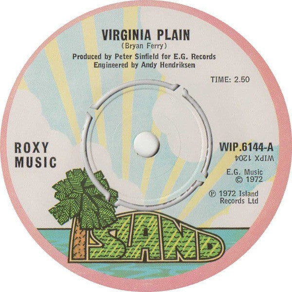 Roxy Music : Virginia Plain (7", Single, Lab)