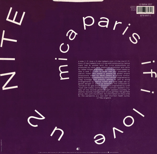 Mica Paris : If I Love U 2 Nite (12")