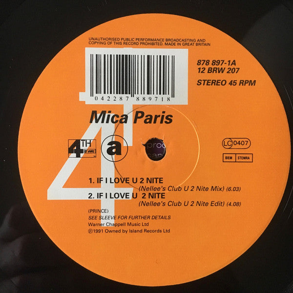 Mica Paris : If I Love U 2 Nite (12")