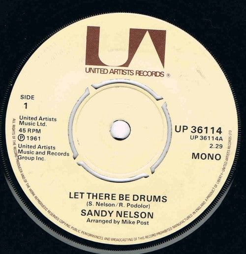 Sandy Nelson : Let There Be Drums (7", Mono)