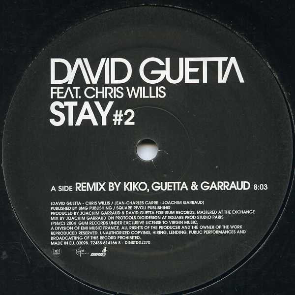 David Guetta Feat. Chris Willis : Stay (#2) (12", Promo)