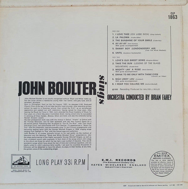 John Boulter : John Boulter Sings (LP, Album, Mono)
