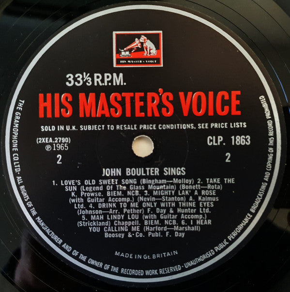 John Boulter : John Boulter Sings (LP, Album, Mono)