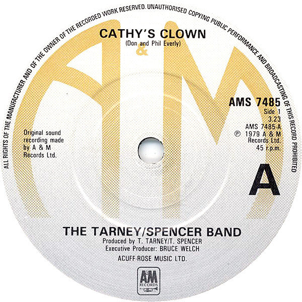 The Tarney/Spencer Band : Cathy's Clown (7", Single)
