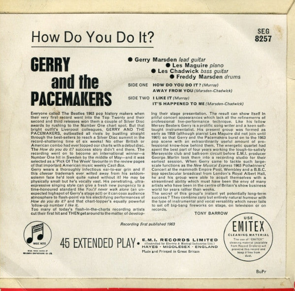 Gerry & The Pacemakers : How Do You Do It? (7", EP, Mono)