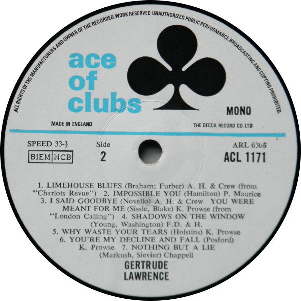 Gertrude Lawrence : The Incomparable Gertrude Lawrence (LP, Comp, Mono)