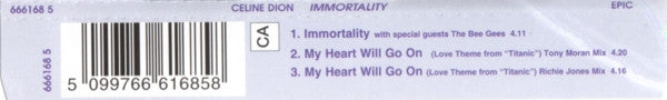 Celine Dion* With Special Guests The Bee Gees* : Immortality (CD, Single)