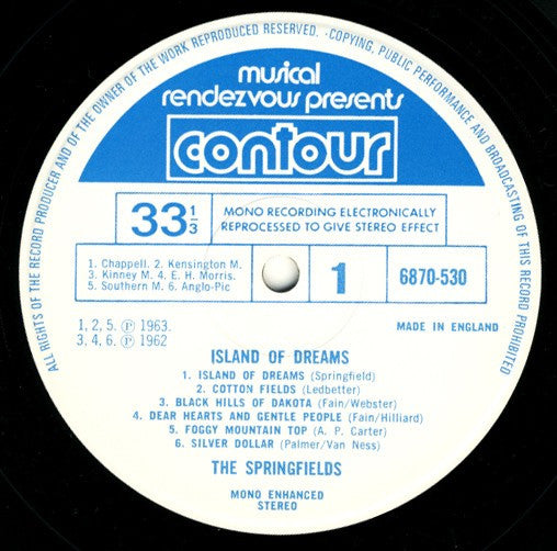 The Springfields : Island Of Dreams (LP, Comp)