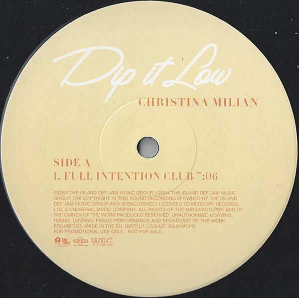 Christina Milian : Dip It Low  (12", Single, Promo)