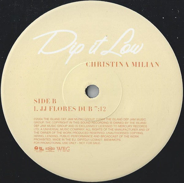 Christina Milian : Dip It Low  (12", Single, Promo)