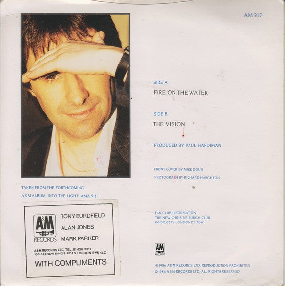 Chris de Burgh : Fire On The Water (7", Single)