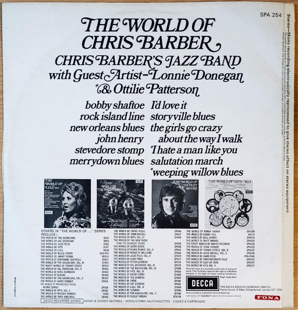 Chris Barber's Jazz Band with Lonnie Donegan & Ottilie Patterson : The World Of Chris Barber (LP, Album, Comp)