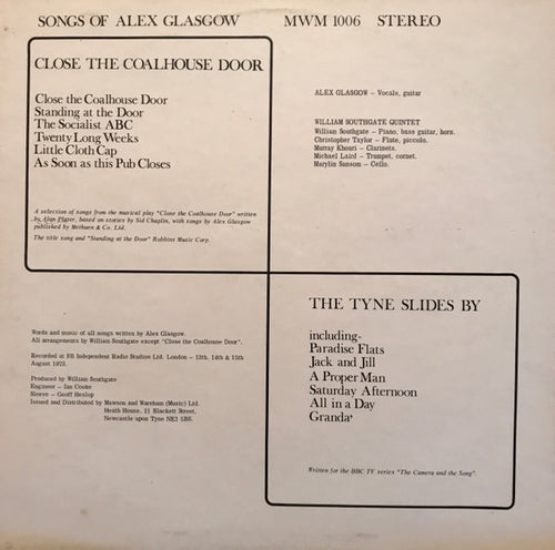 Alex Glasgow with The William Southgate Quintet : Songs Of Alex Glasgow (LP)