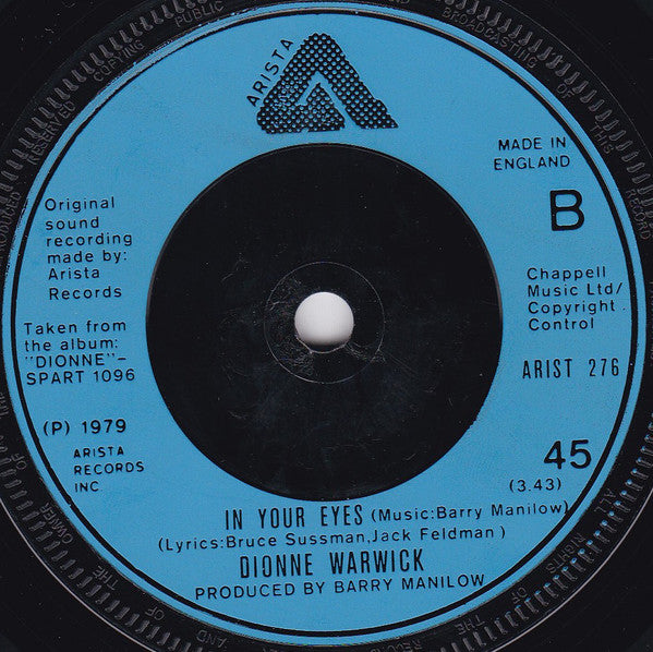 Dionne Warwick : I'll Never Love This Way Again (7", Single)