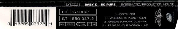 Baby D : So Pure (CD, Single)