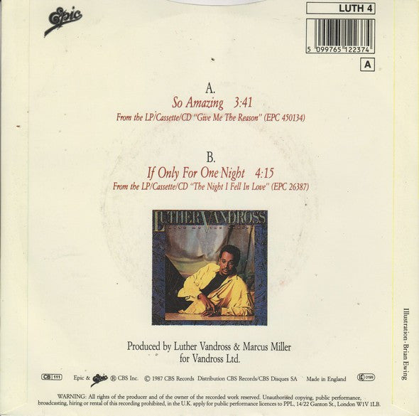 Luther Vandross : So Amazing (7", Single)