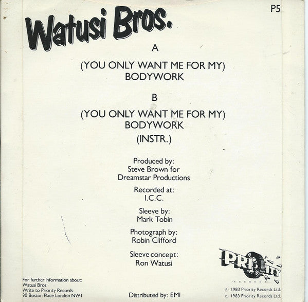 Watusi Bros. : (You Only Want Me For My) Bodywork (7", Single)