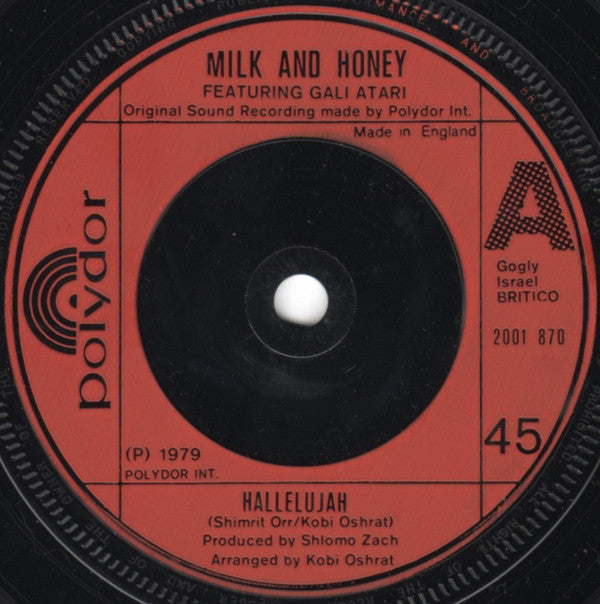 Milk And Honey Featuring Gali Atari : Hallelujah (7", Single)