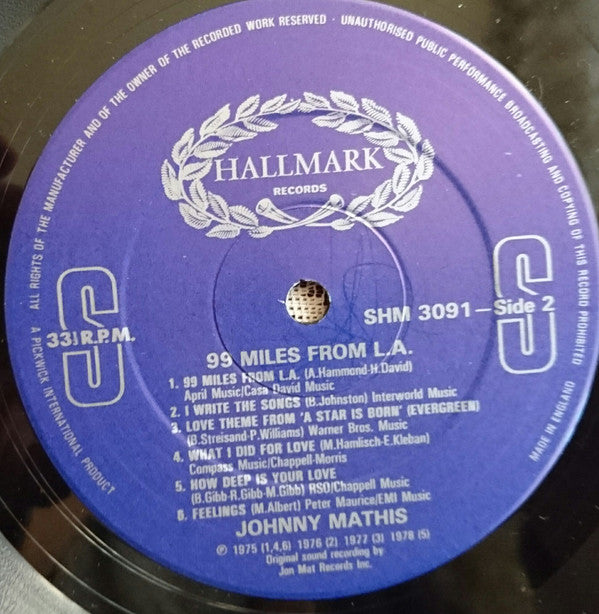 Johnny Mathis : 99 Miles From L.A. (LP, Comp)