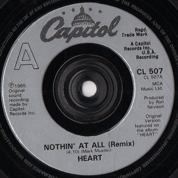Heart : Nothin' At All (7", Single, RE, Sil)