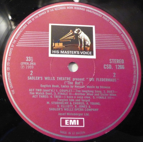 Sadler's Wells Opera Company, Johann Strauss Jr., Vilem Tausky : Die Fledermaus (The Bat) (LP, RP, Pur)