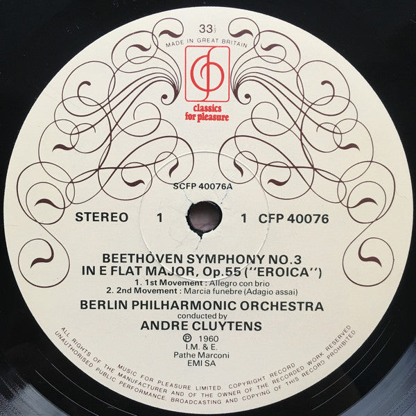 Ludwig van Beethoven / André Cluytens Conducts Berliner Philharmoniker : Symphony No.3 In E Flat Major, Op. 55 - "Eroica" (LP)