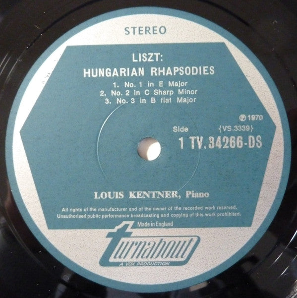 Franz Liszt, Louis Kentner : Hungarian Rhapsodies Volume 1 (1-7) (LP)