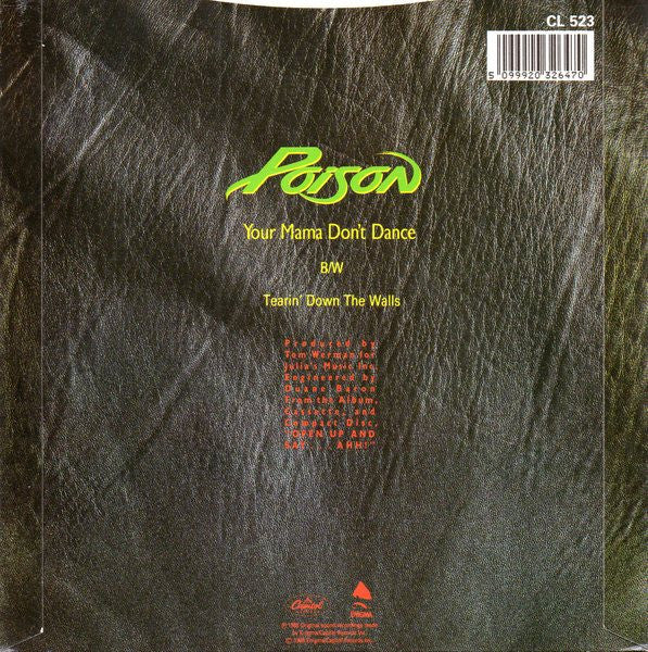 Poison (3) : Your Mama Don't Dance (7", Single, Pap)