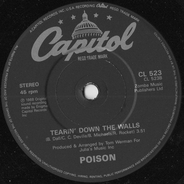 Poison (3) : Your Mama Don't Dance (7", Single, Pap)
