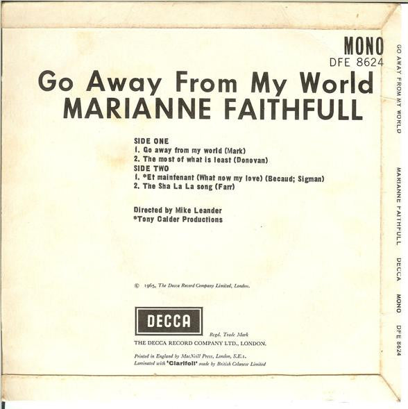 Marianne Faithfull : Go Away From My World (7", EP, Mono)