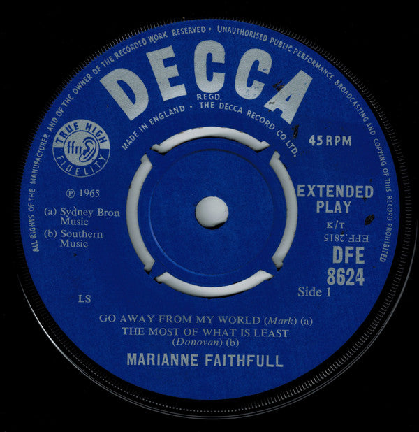 Marianne Faithfull : Go Away From My World (7", EP, Mono)
