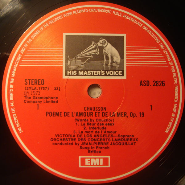 Joseph Canteloube, Ernest Chausson - Victoria De Los Angeles, Orchestre Des Concerts Lamoureux, Jean-Pierre Jacquillat : Songs Of The Auvergne / Poème De L'Amour Et De La Mer ‎ (LP, Album, RE, RP)