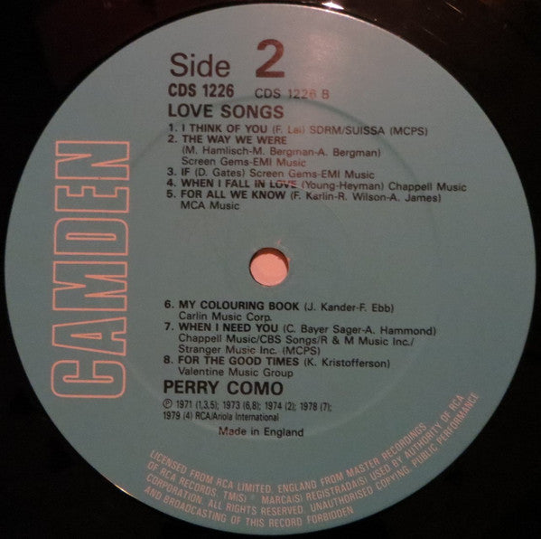 Perry Como : Love Songs (LP, Comp)