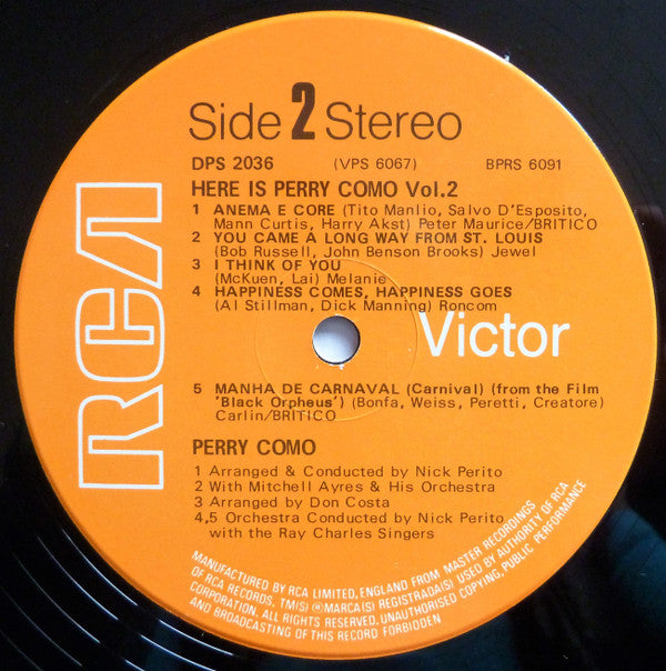 Perry Como : Here Is Perry Como Vol. 2 (2xLP, Comp)
