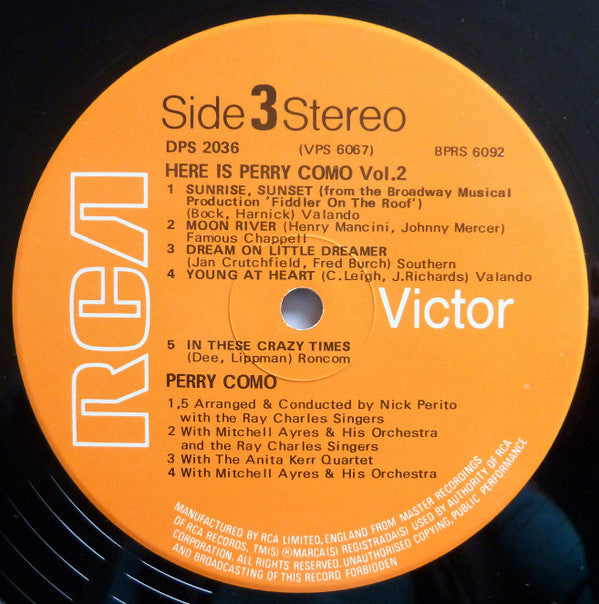 Perry Como : Here Is Perry Como Vol. 2 (2xLP, Comp)