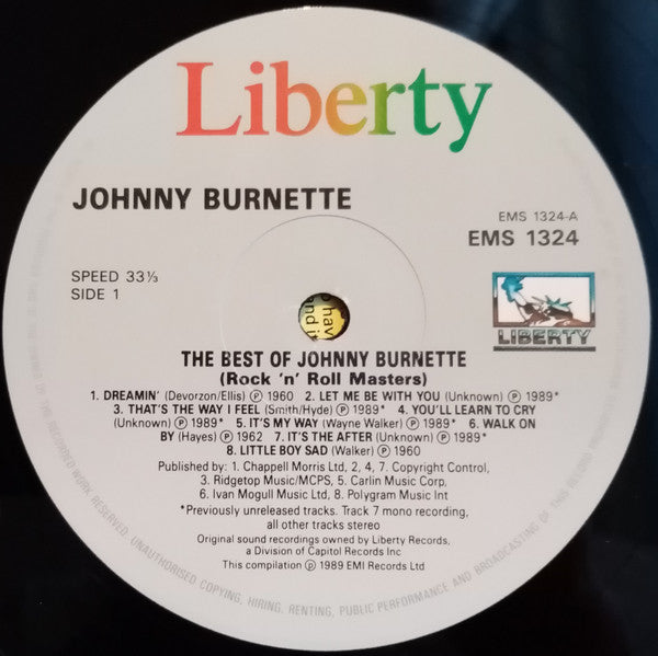 Johnny Burnette : The Best Of Johnny Burnette (LP, Comp, Mono)