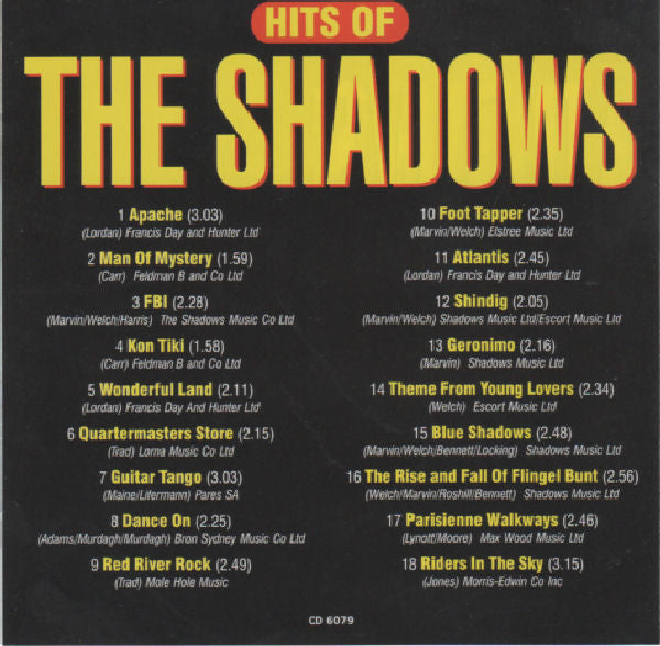 The Delta Guitars : Hits Of The Shadows (CD, Album)