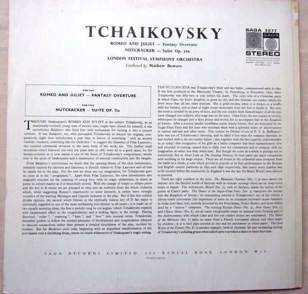 Pyotr Ilyich Tchaikovsky / The London Festival Symphony Orchestra, Mathew Bowers : Romeo And Juliet - Nutcracker Suite (LP)