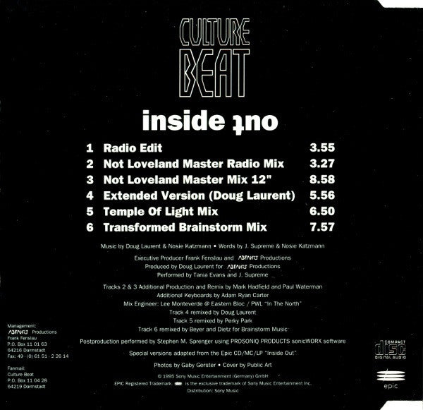 Culture Beat : Inside Out (CD, Single)